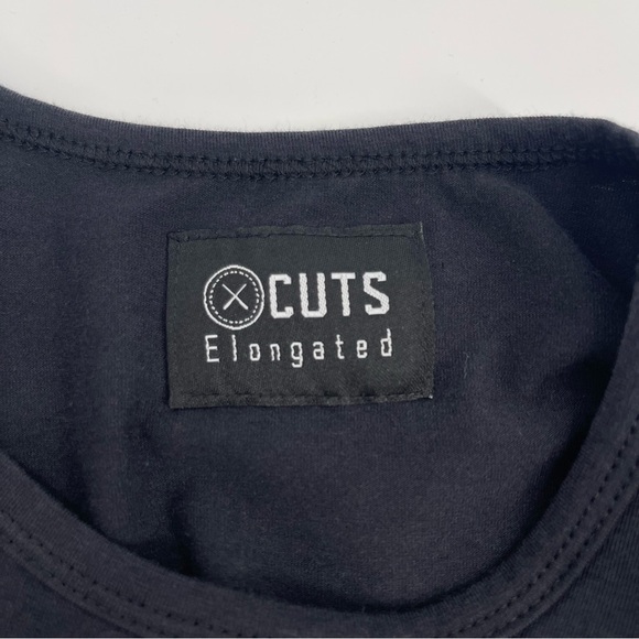 CUTS Elongated Men's Small Black Short Sleeve Tee Modern Athleisure Minimalist - Picture 5 of 12
